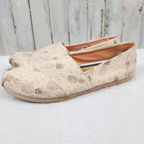 Toms Pineapple Alparagata Classic Slip On Flats Rose Gold Size 9 - Picture 2 of 10